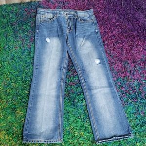 Men's boot cut distressed jeans